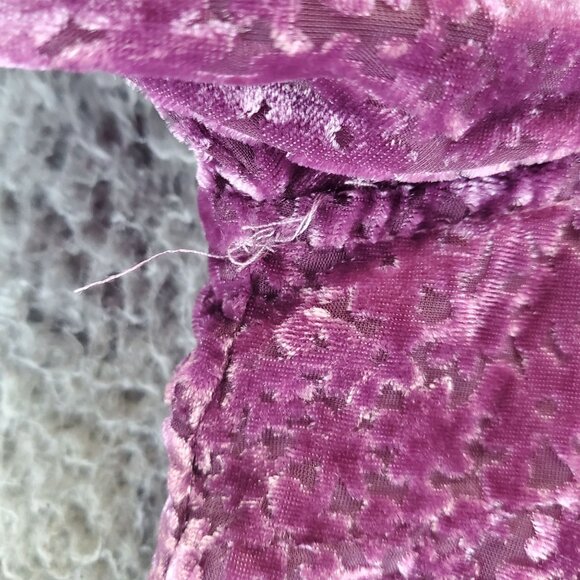 Melloday Top Womens Large Purple Crushed Velvet Ruffle Long Sleeve Blouse - Picture 8 of 9